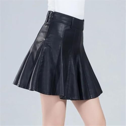 Woman Skirts Elegant Plus Size Style Real Leather High Waist Mini Skirt3