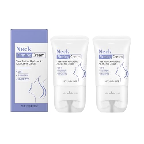 Crema reafirmante para el cuello con rodillo de masaje, reafirmante y lifting para pieles maduras, reduce la apariencia de arrugas, líneas finas y papada - Hidratante para el cuello (2 unidades)
