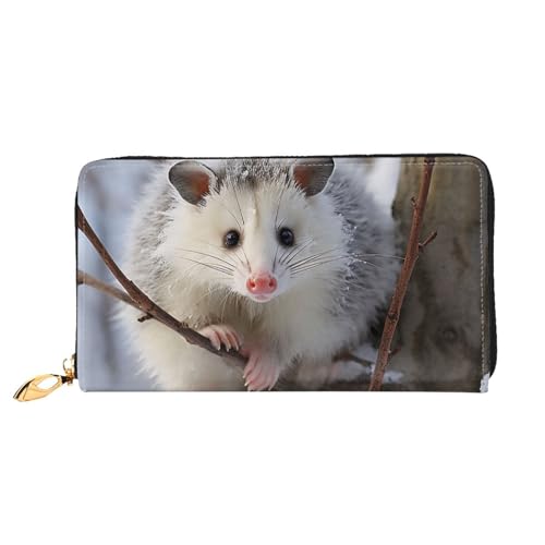 Opossum In Snow Women's Wallet Large Capacity Credit Card Holder Zip Phone Clutch Ladies Travel Purse