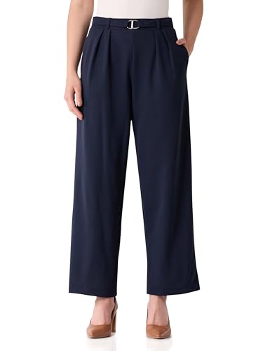 Image of Amazon Brand - Symbol Women Wide Leg Pleated Knit Crape Casual Trouser (Available in Plus Sizes)