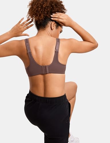 Image of SYROKAN Women's High Impact Underwire Sports Bra High Support Large Bust Padded Adjustable Straps Running Bra