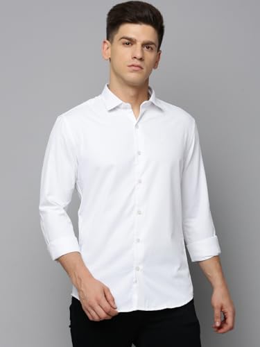 Image of SHOWOFFFF Men Self Design Casual Shirt | Spread Collar Full Sleeves Cotton Shirt for Mens | Slim Fit Regular Length Shirt for Men's