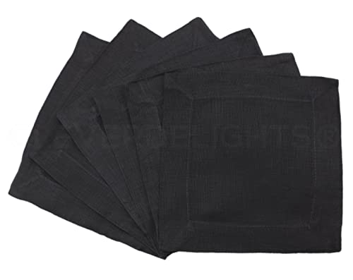 Servilletas de lino negras 6 pulgadas 12 unidades miniatura 1