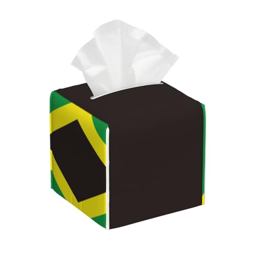 Jamaica Flag Square Tissue Box Cover, Cube Tissue Box Holder, Table Tissue Box