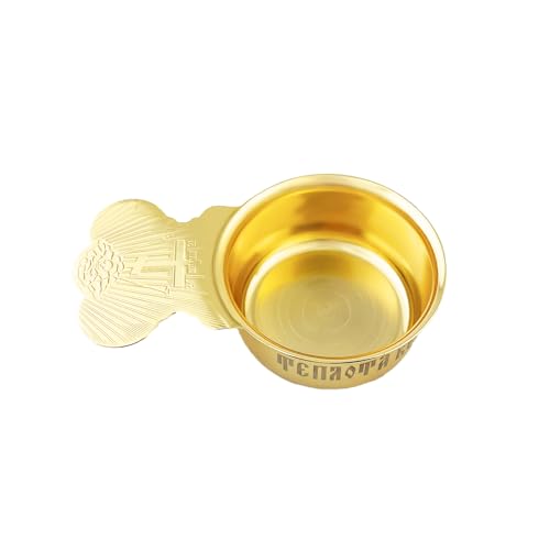 Opiniones de Artículos ceremoniales los 10 mejores. 40 RZRHMUHN Juego de agua bendita ortodoxa, artículos ceremoniales ortodoxos de aceite sagrado, oración de metal chapado en oro (taza)