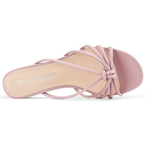 Image of TNYNFBEB Womens Sandals Mules Low Kitten Heel Open Toe Shoes Slip-on Slingback Prom Party Dress Summer 1.4 Inches Heels