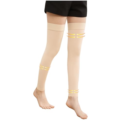 Image of Medical Compression Stockings for Women & Men, 20-30 mmHg Footless Thigh High Compression Socks, Long Graduated Compression Sleeves, Full Leg Pressure Support Hoses for Varicose Veins, Edema