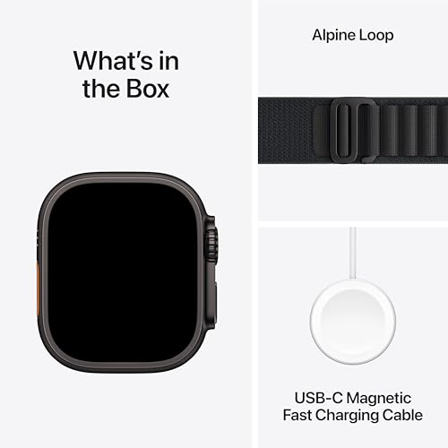 Image of Apple Watch Ultra 3 [GPS + Cellular 49mm] Running & Multisport Smartwatch w / Rugged Titanium Case w / Black Alpine Loop - M w / AppleCare+ (2 years)
