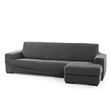 SOFASKINS® Funda para Chaise Longue superelástica, Funda de sofá con reposabrazos Corto Derecho, Transpirable, cómoda y Duradera, Dimensiones compatibles del sofá (210-340 cm), Color Gris Oscuro