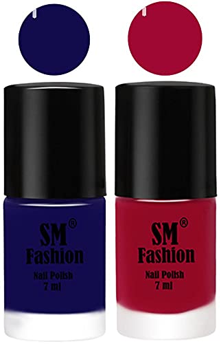 Image of Long Lasting Nail Polish | Nail Paint Combo 7 ml Each) - Set of 2 Dark Blue-Pure Wine