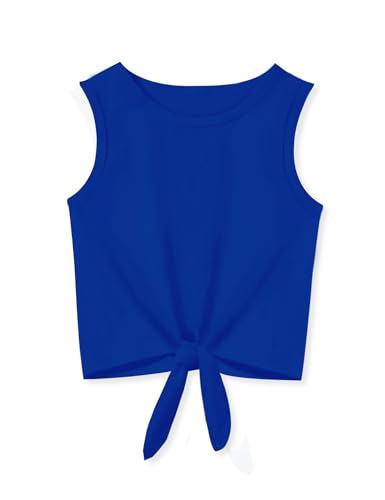 Image of Girls Crop Tops Summer Tie Knot T Shirt Short Sleeve Shirts Tee Tank Top Size 5-14 Years