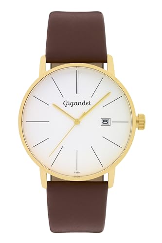 Montre Quartz Japonais Gigandet Hommes avec Bracelet en Cuir Noir