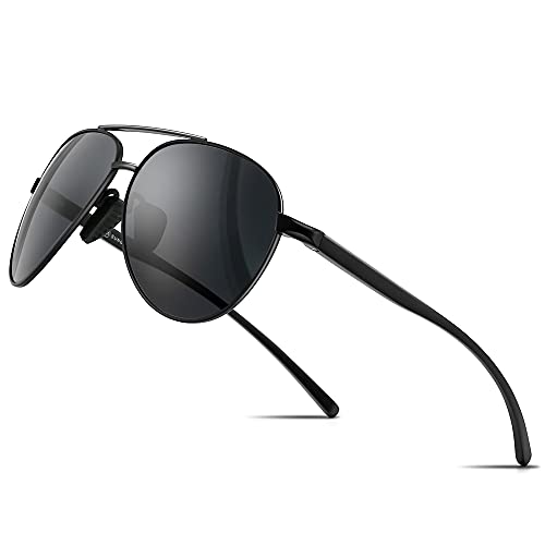 SUNGAIT Gafas de sol hombre piloto polarizadas Marco de metal Protección UV400 (Marco Negro /Lente polarizadas Gris) Cover