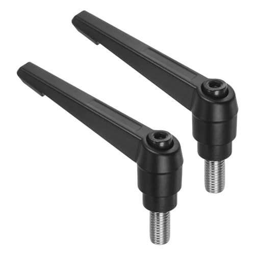 Image of uxcell 2pcs Clamping Lever Handles, M12 x 25mm 304 Stainless Steel Threaded Male Stud, Adjustable Handles Locking Quick Release Ratchet Push Button Bolt Knobs, Black