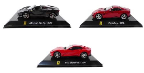 OPO 10 - Lote de 3 Coches 1/43: Compatible con Ferrari LaFerrari + 812 Superfast + Portofino Ixo para Ediciones Salvat - LSC10