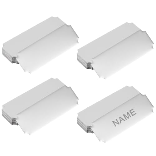 OLYCRAFT 42 Stück Edelstahlschild Blanko 7.5x2.5cm Blanke Metallkarte Individueller Namensschildrahmen Namensschilder Graviert Gebürstetes Schild Blanko Mit Selbstklebender Rückseite