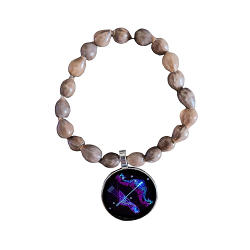 Bracelet à perles 12 constellations signes du zodiaque mixte ajustable noir