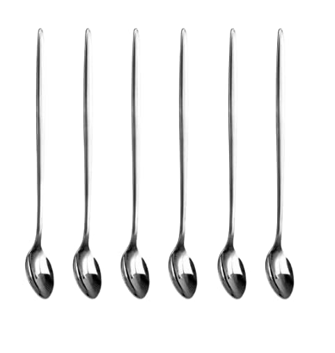 YSAMAX Long Handle Stainless Steel Latte Spoons, Safe, Durable, Multifunctional, Versatile, Ideal for Latte Coffee, Espresso, Hot Chocolate, Dessert & Ice Cream Sundae, 24 CM, (6 PCS)