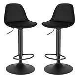 EUGAD Set di 2 Sgabelli da Cucina Moderni, Sedie Alte da Bar Regolabili in Altezza, Sgabelli Imbottiti Girevoli con Schienale e Poggiapiedi, Nero,1050BY-2