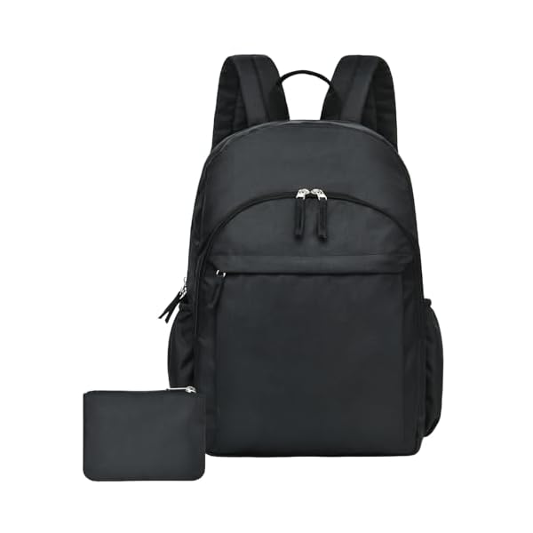 Classical Basic Black Backpack for School, Water Resistant Bookbag for Boys Girls, Travel Laptop Backpack, Work Backpack for Men, Backpack for College Students (Black)