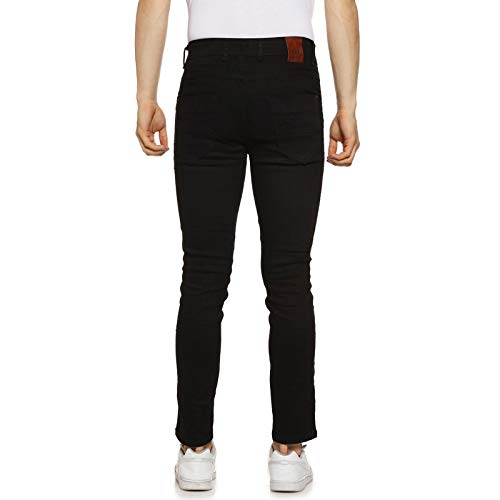 Image of CAHOOT Men' Denim Jeans for Regular Wear Blue Dark Wash Self Patterned Slim Fit Jeans Crafted with Comfort Fit and High Performance for Everyday Casual Wear