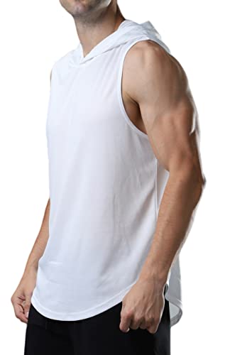 Men's Sleeveless Hoodie Quick Dry Muscle Gym Shirts Workout Hooded Tank Top3