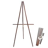 CONDA 64' Wooden Tripod Display Floor Easel, A-Frame Easel Stand with Adjustable Tray, Display Artist Easel for Paintings, Drawings, Signs, Framed Photos(Brown)
