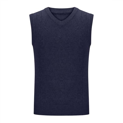 Men's Sweater Vest Sleeveless V Neck Knitted Vests Slim Fit Casual Lightweight Warm Pullover Sweaters Waistcoat