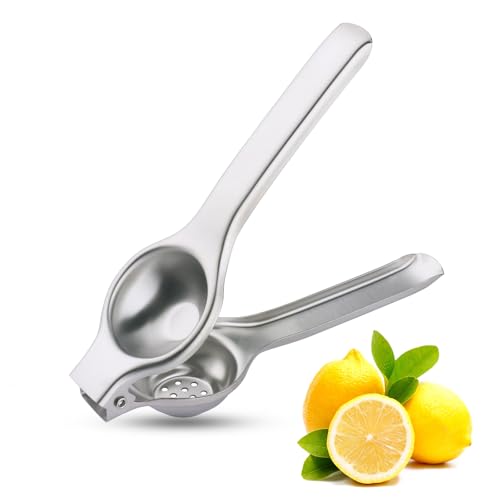 TUPMFG Manual Lemon Squeezer - Heavy Duty - Stainless Steel Orange Lemon Juicer Squeezer, Hand Citrus Lemon Squeezer Press, Safe Quick and Effective Juicing (Silver)