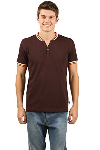 Image of zebu Men's Half Sleeve Cotton Henley Neck Tshirt with bio wash (Pack of 1).