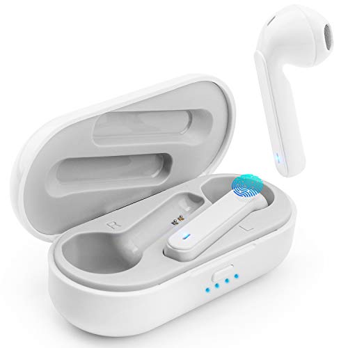 Wireless Earbuds, Goojodoq Bluetooth 5.0 Earbuds-Wireless Earphones with Smart Touch, Dual-Mic, Auto-Pair, 3D