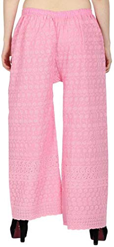 TNQ Women Chicken Full Embroidery Cotton Palazzo/Chikan Lucknow Art Work Plazo3