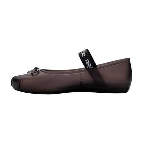 Melissa Sophie Jelly Flats for Women - Ballet Flats for Women Bow Applique & Strap, Slip-on Closed-Toe Women’s Jelly Shoes