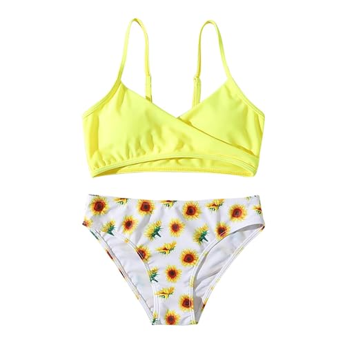 New Girls Yellow Flowers Split Swimsuit Small Middle and Large Children's Swimwear Children's Bikini Swim Suite for Kids
