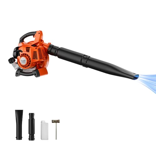 Handheld 25.4CC Gas Leaf Blower 2-Cycle Engine, 432CFM 180MPH Lightweight Blower with Low Vibration and Cruise Control, Powerful Gas Blower for Lawn Yard Care - Gifts for Men