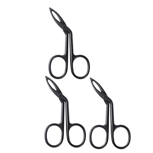 NIYANGLE 3 Piezas Pinza De Vello Facial Eliminación Agarre Angular Pinzas Para Vello Facial Mujer Ceja Pinzas De Punta Plana Herramienta Para El Cabello Pinos Black