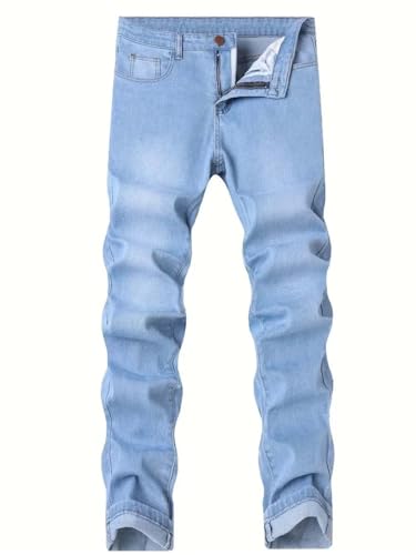 Men's Classic Washed Business Jeans Slim Distressed Stretch Straight Denim Pants4