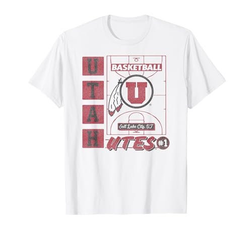 Utah Utes Basketball Vintage Court White Officially Licensed T-Shirt