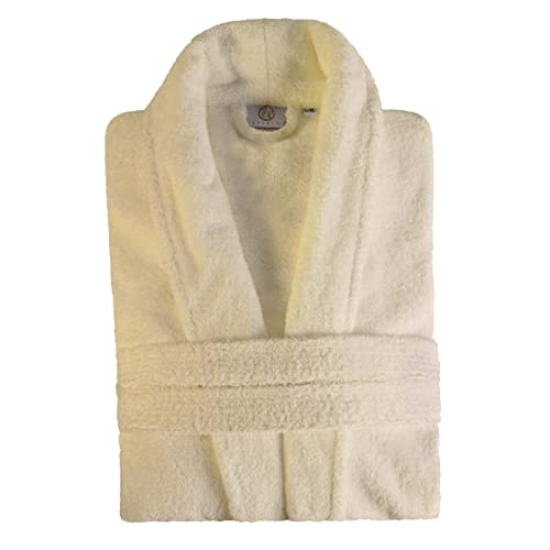 Superior Men's Traditional Premium Turkish Cotton Lightweight Long Bathrobe with Pockets, Large/X Large, Cream2