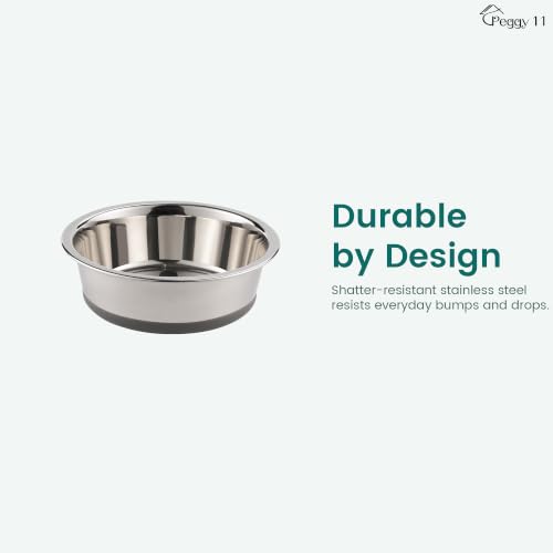 PEGGY11 Nonslip Stainless Steel Dog Cat Bowls, 2 US Cup Each, 2 Pack - Image 3