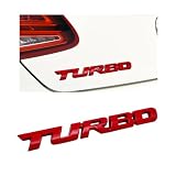 Gasedin Turbo Car Emblem, 3D Metal Emblem Badge Sticker with Turbo Letters, Self-Adhesive Turbo Vehicle Fender Rear Trunk Emblem Decal, Universal Car Accessories for Decor (Red)