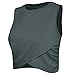 Sanutch Yoga Crop Tops Dance Tops Fitted Workout Crop Tops Yoga Tank Tops Athletic Sports Shirts for Women Dark Grey L
