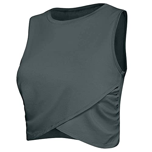 Image of Yoga Crop Tops Dance Tops Fitted Workout Crop Tops Yoga Tank Tops Athletic Sports Shirts for Women