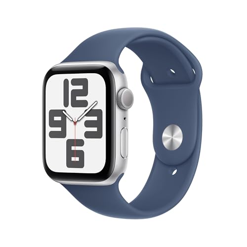 Apple Watch SE (2.ª Gen) (GPS, 44mm) Caja de Aluminio en Plata con Correa Deportiva Azul Denim - Talla M/L (Reacondicionado)