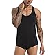Landofgenie Männer ärmellos Vest Bodysuit Einteiliger Pyjama Baumwoll-Onesie Strampler für Erwachsene Schwarz XL