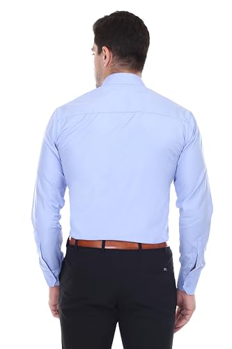 Image of Men's Solid Cotton Blend Formal Shirt with Pocket | Plain Design with Spread Collar & Full Sleeves - Regular Fit (Pack of 2)