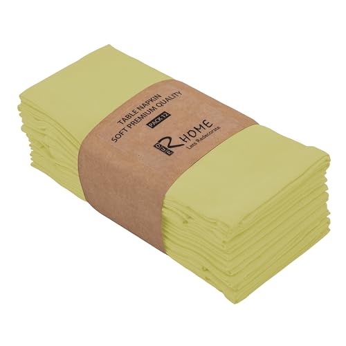 Image of R home Solid Cotton Table Napkins, Soft Cloth Napkins for Dining Table, Reusable & Washable, Ideal for Formal Dining, Cocktail Nights, Weddings, Home Bar & Table Decor (12, Parrot Green)
