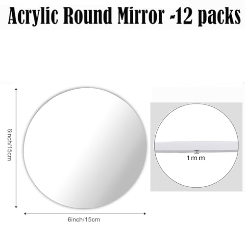 Image of 12PCS Round Mirror Plates for Centerpieces, Mirror Trays Flat 6 inch Circle Mirrors for Tables Mirror Centerpieces, Circle Mirror Candle Plates for Table Centerpieces Wedding Party (6inch)