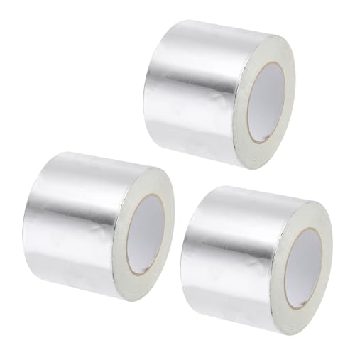 Image of uxcell Aluminum Foil Tape 4 Inch x 46 Yards Silver High Temperature Tape for HVAC, Sealing, Patching Hot and Cold Air Ducts 3 Pcs