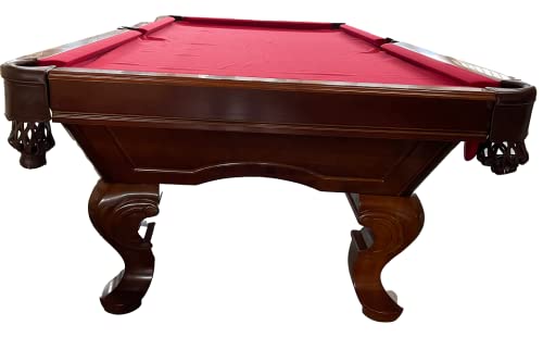 8 Ft. Tunierpoolbillard Billardtisch Pool Modell Webster Nr.: Billard mit 3cm starken Schieferplatten Tuchfarbe rot Gestellfarbe Eiche Antik – Bild 3